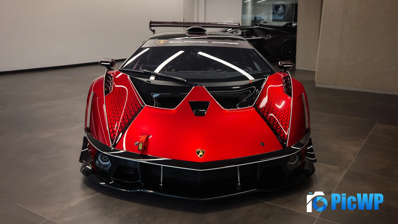 Lamborghini Essenza SCV12 Red aesthetic 4K PC Wallpaper