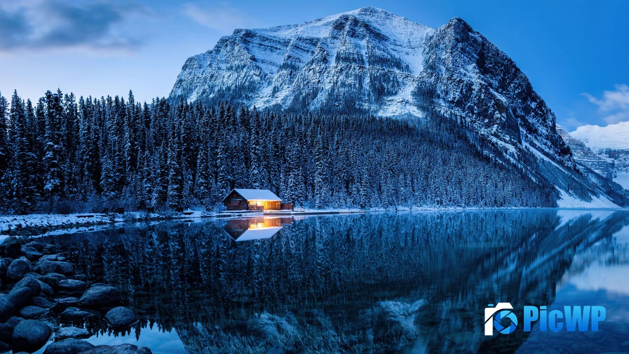 Lake Louise Winter forest 4K PC Wallpaper