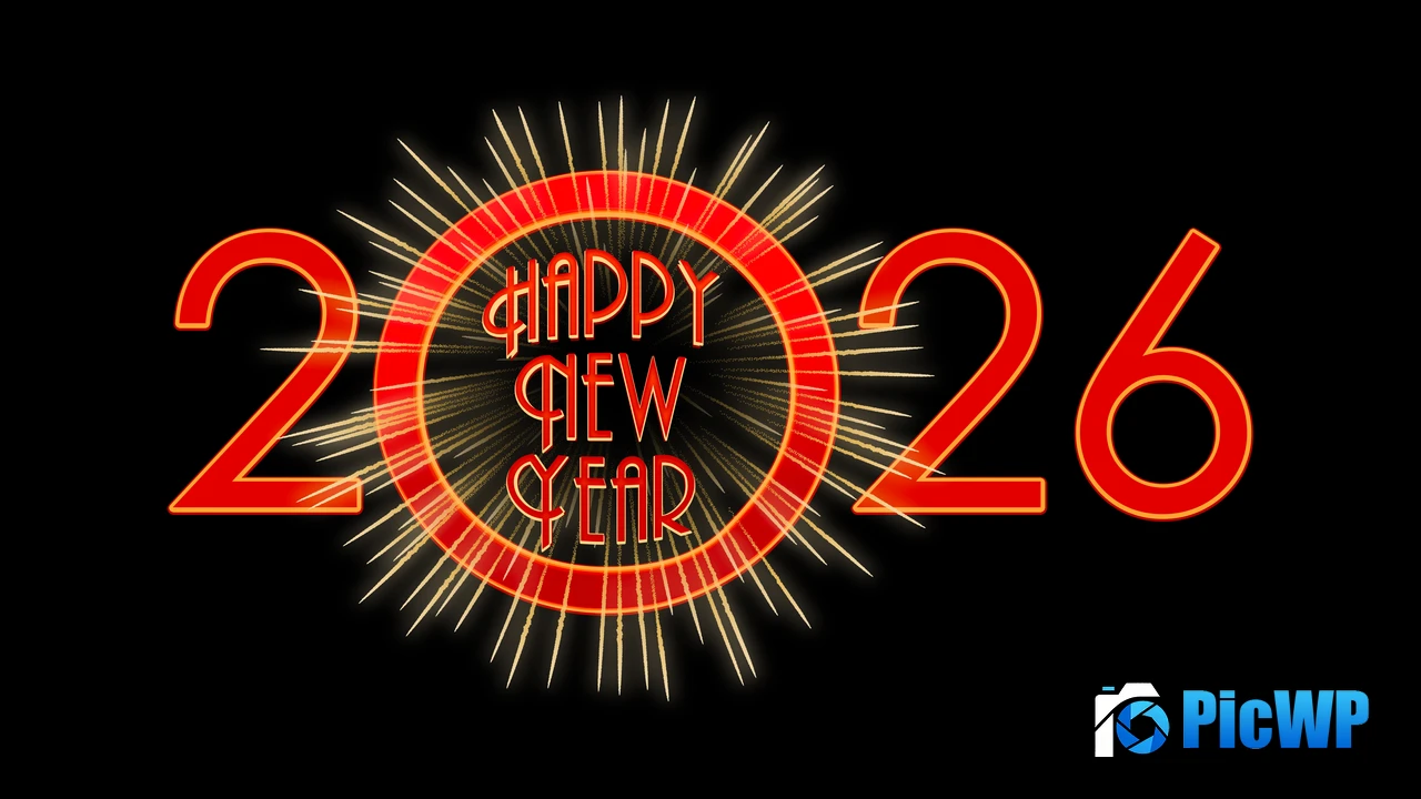 Happy New Year 2026 Black background 4K PC Wallpaper