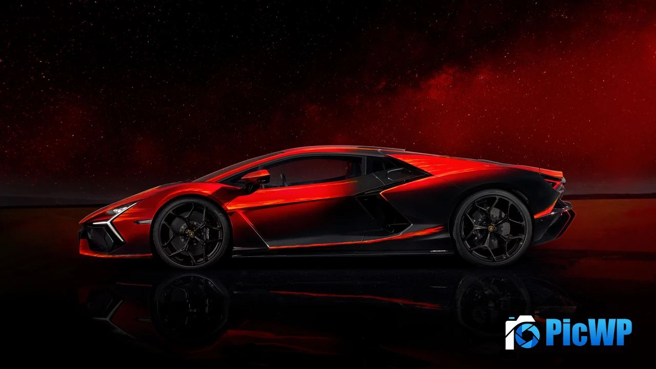 Lamborghini Revuelto Opera Unica Red background 4K PC Wallpaper