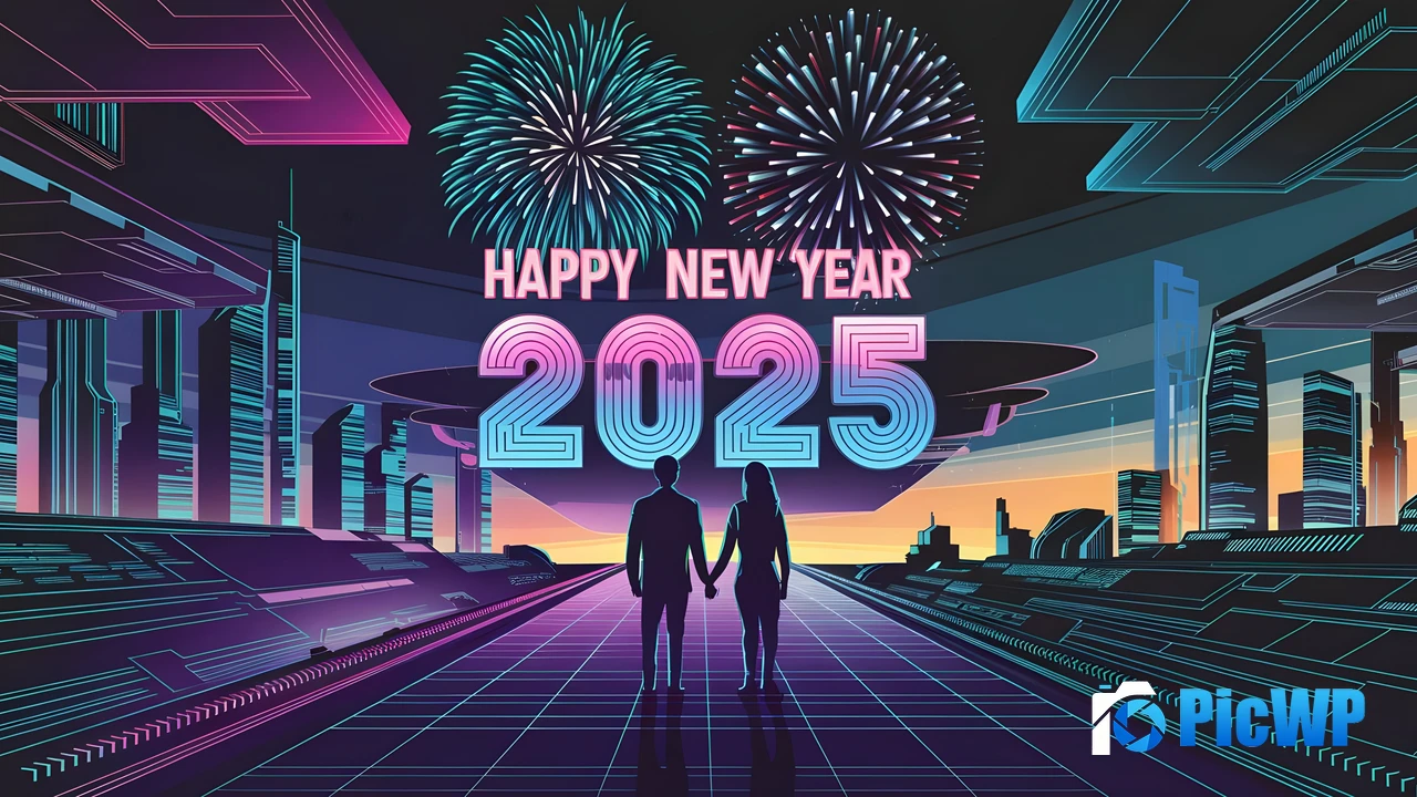 Happy New Year 2025 Couple 4K PC Wallpaper