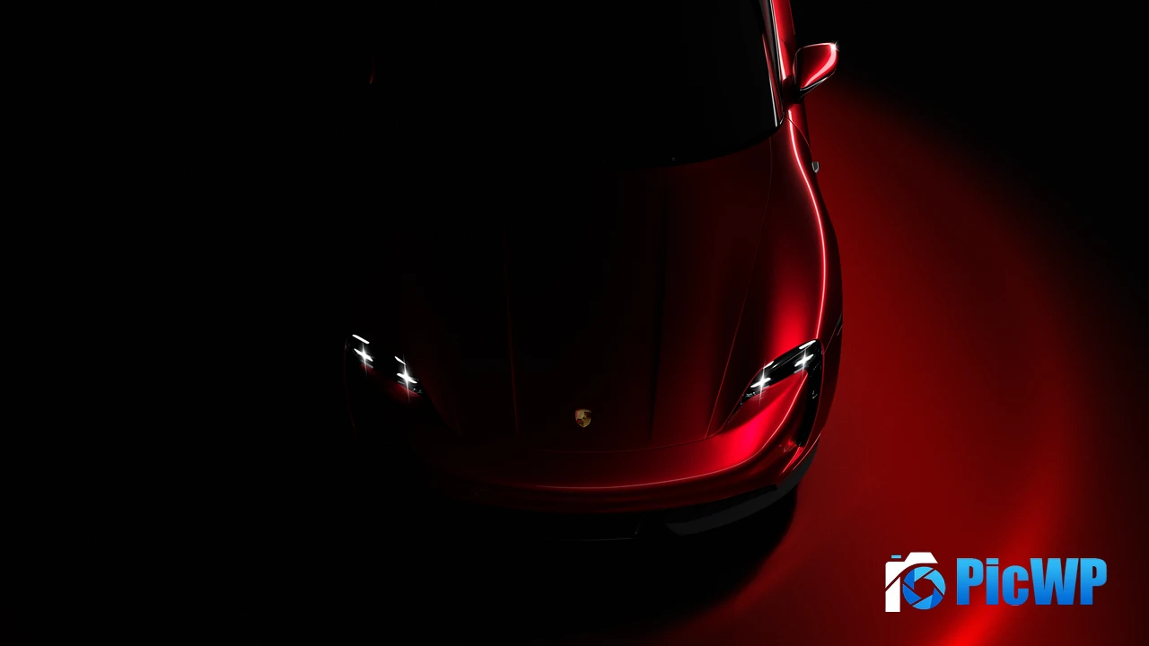 Porsche Taycan Red aesthetic 4K PC Wallpaper