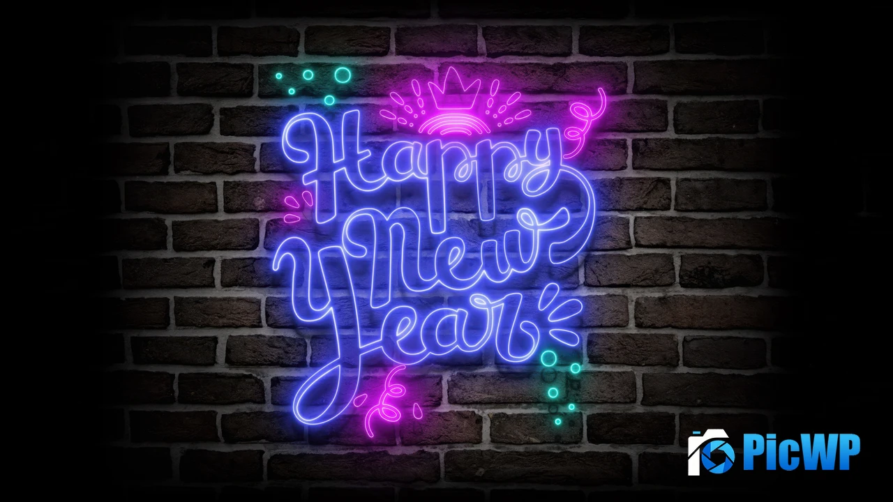 Happy New Year Neon sign 4K PC Wallpaper