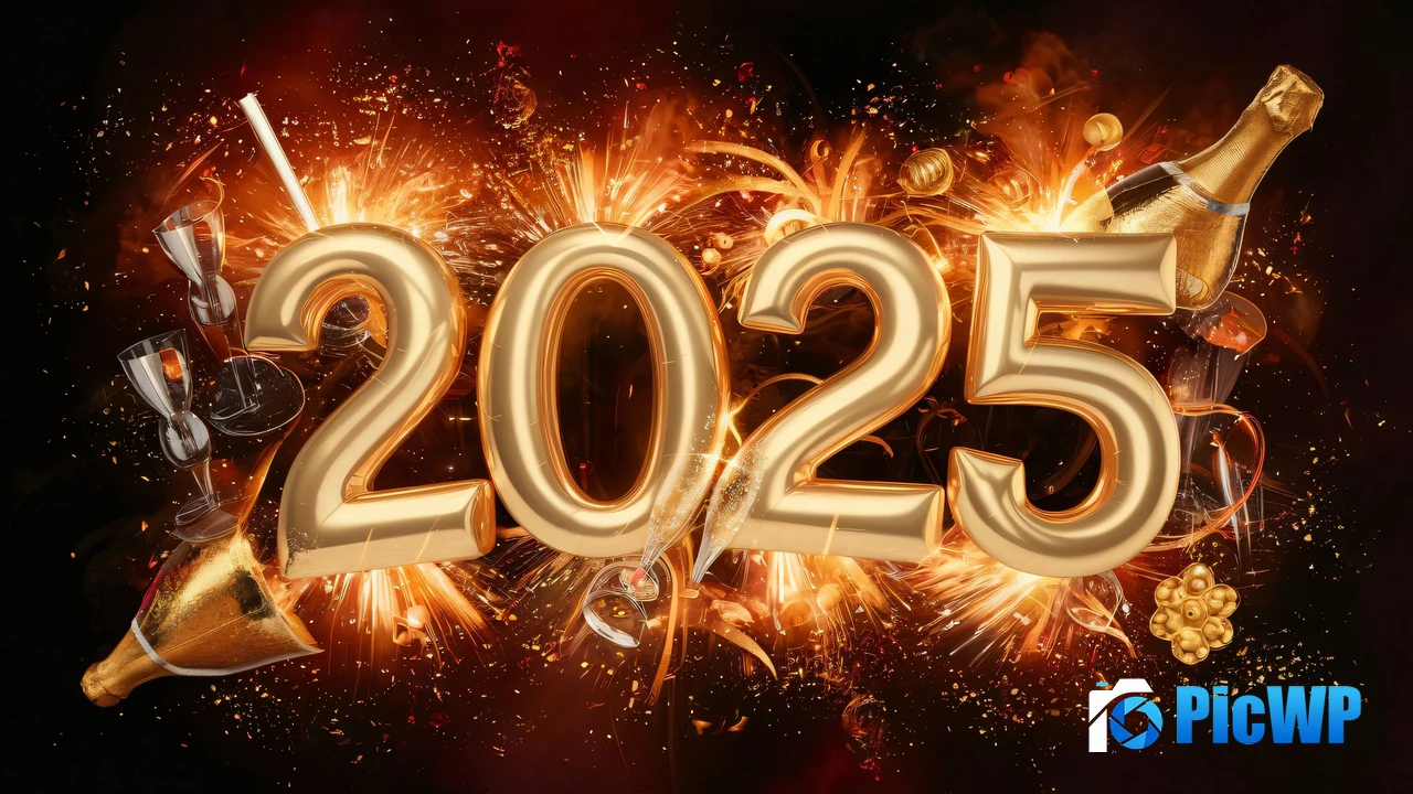 2025 New Year Golden text 4K PC Wallpaper