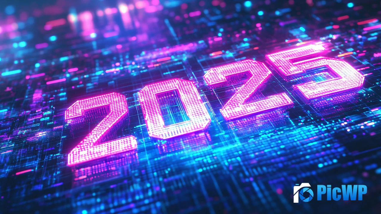 2025 New Year Neon 4K PC Wallpaper