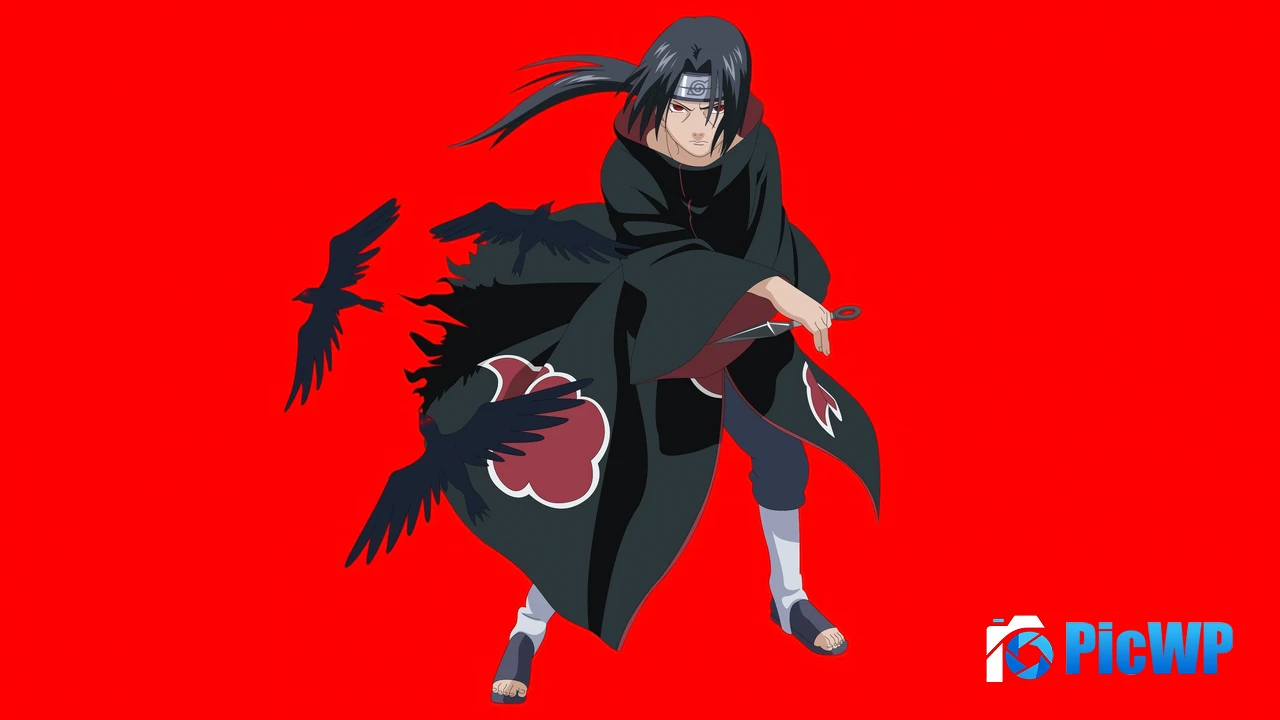 Itachi Uchiha Red background 4K PC Wallpaper
