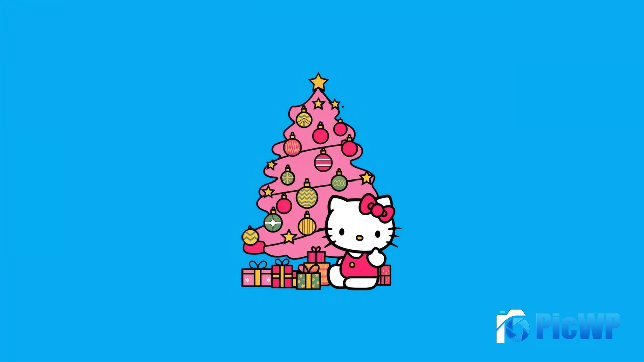 Hello Kitty Christmas tree 4K PC Wallpaper
