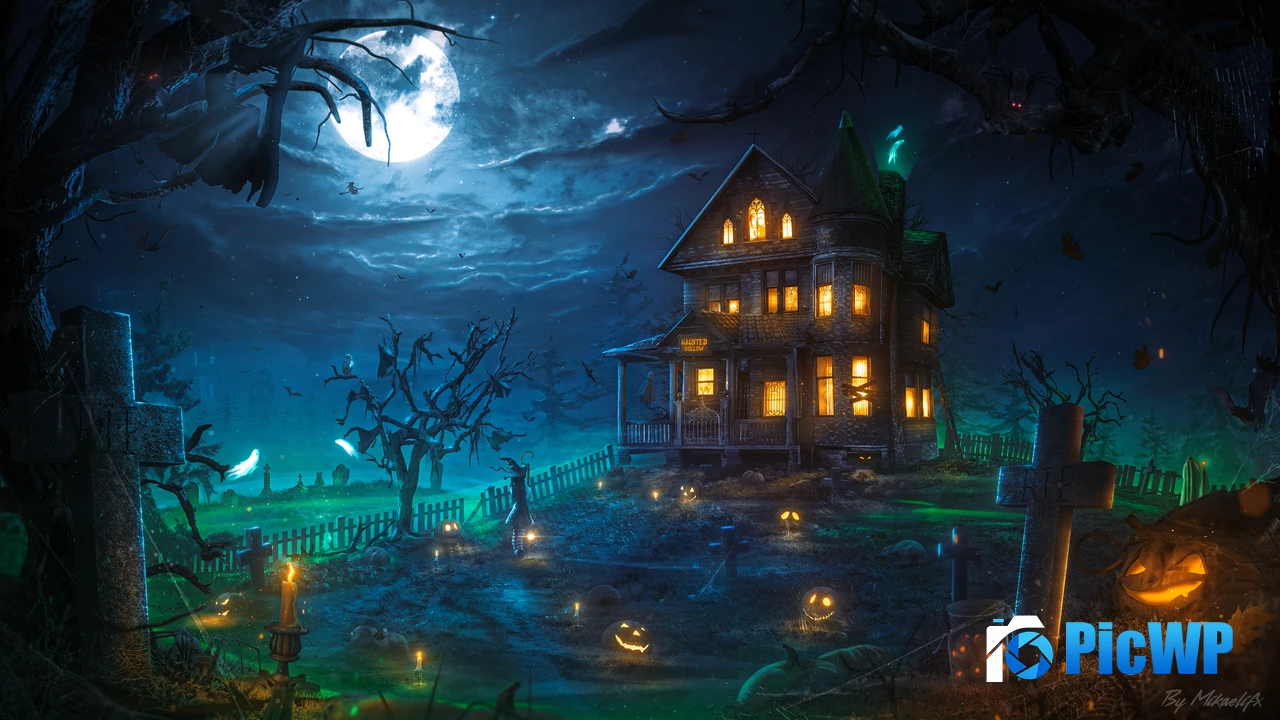 Haunted Halloween house 4K PC Wallpaper