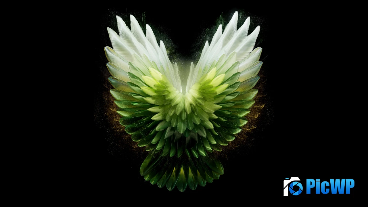 Angel wings Green aesthetic 4K PC Wallpaper