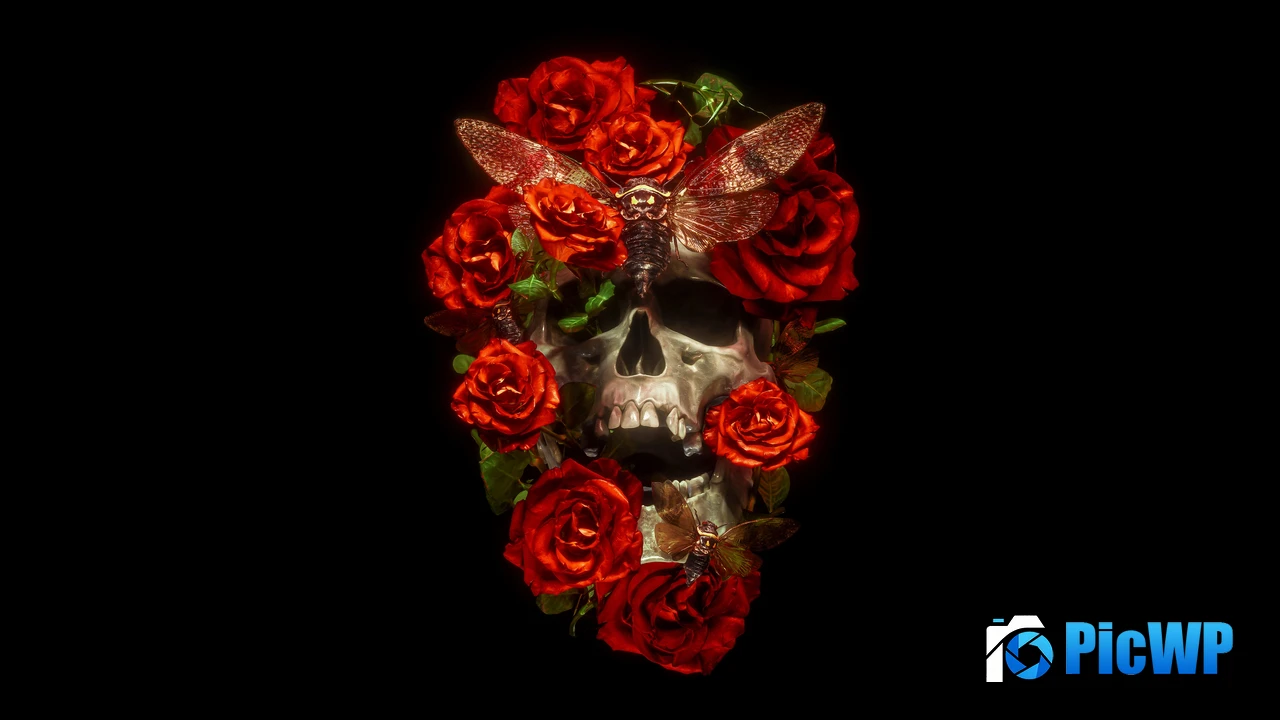 Skull Roses 4K PC Wallpaper
