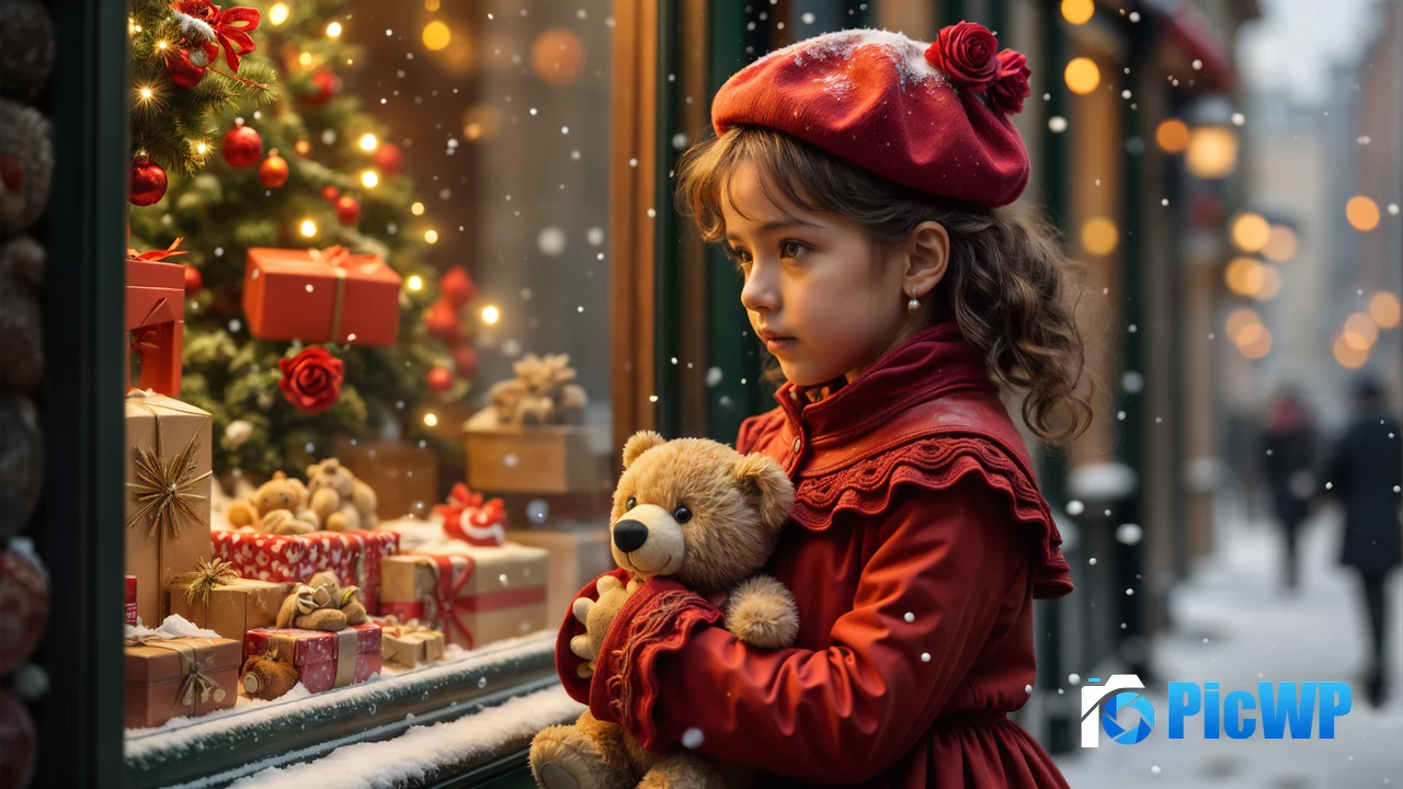 Cute Girl Christmas Eve 4K PC Wallpaper