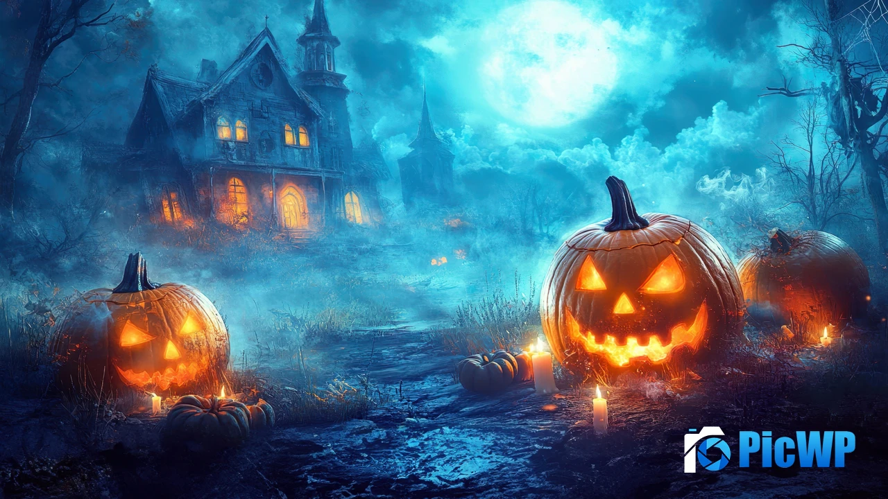 Haunted house Halloween night 4K PC Wallpaper