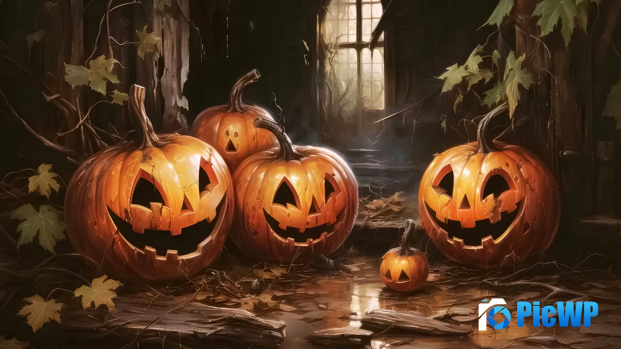 Laughing Halloween pumpkins 4K PC Wallpaper