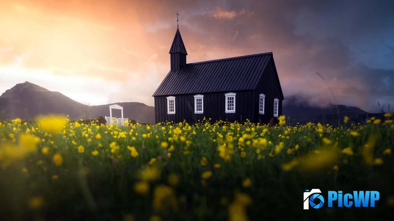 Black Church of Budir Landscape 4K PC Wallpaper