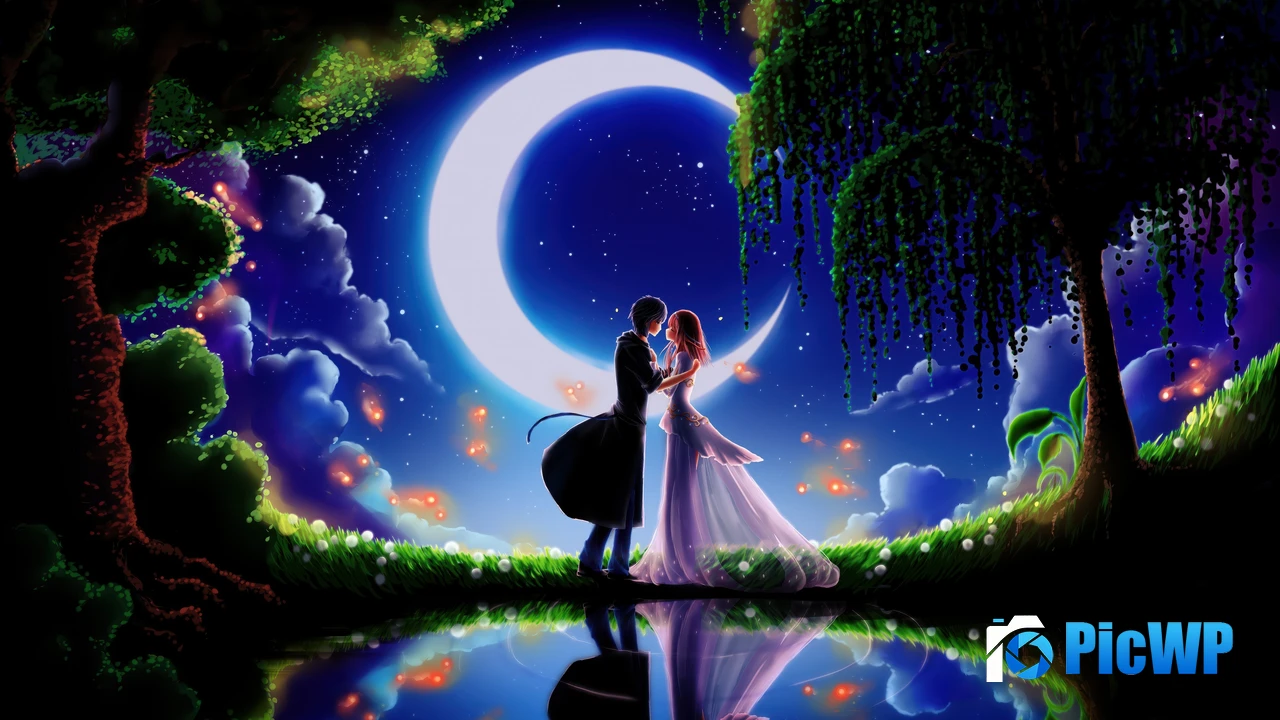 Anime couple Kiss 4K PC Wallpaper