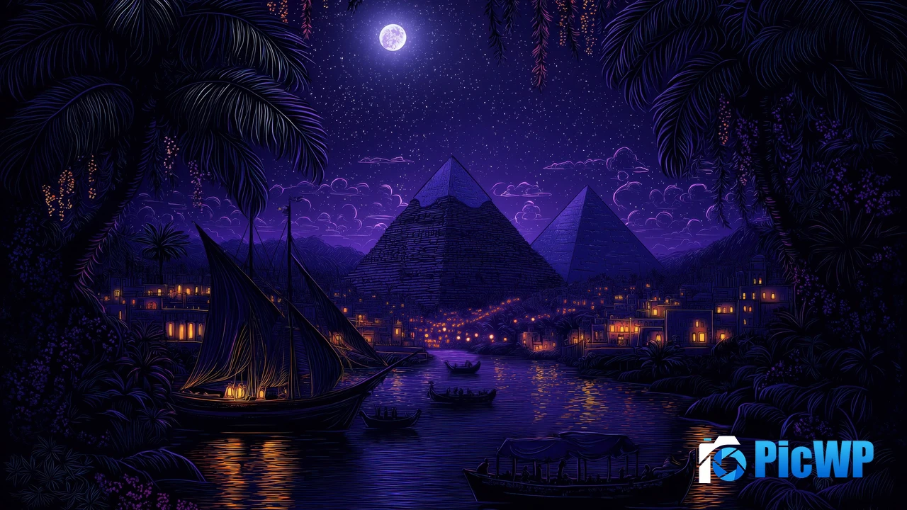 Egyptian Pyramids Purple aesthetic 4K PC Wallpaper