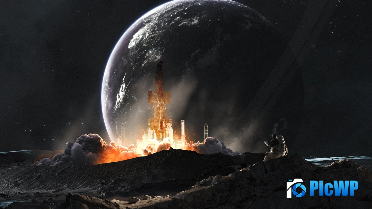 Moon Rocket launch 4K PC Wallpaper