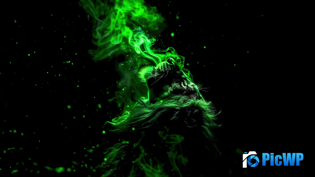 Lion Green aesthetic 4K PC Wallpaper