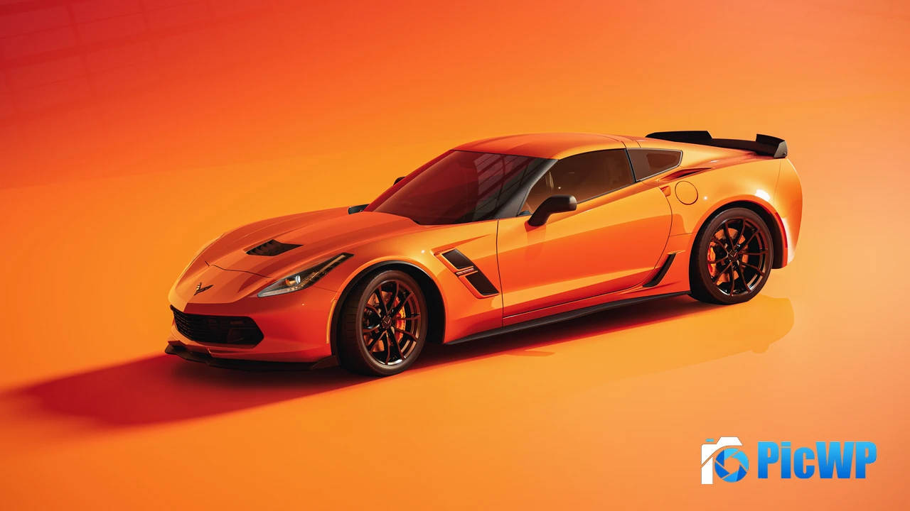 Chevrolet Corvette Orange aesthetic 4K PC Wallpaper