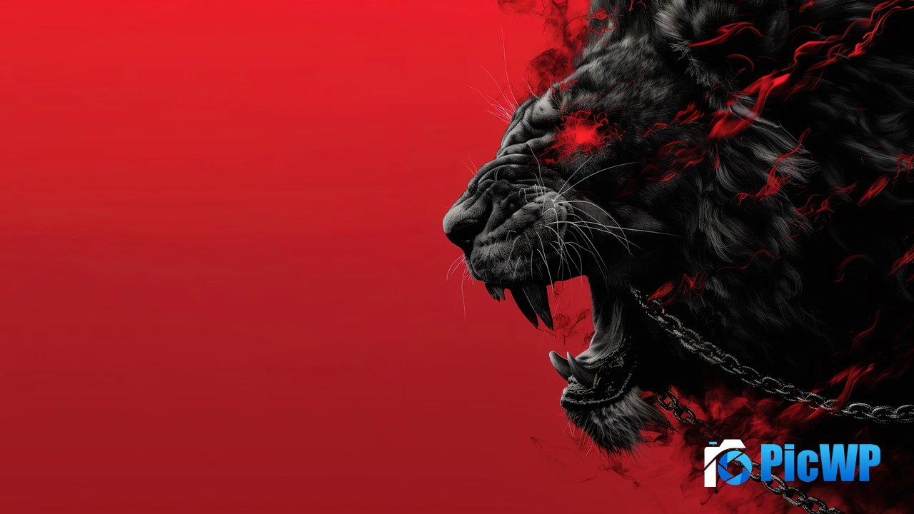 Lion Red aesthetic 4K PC Wallpaper