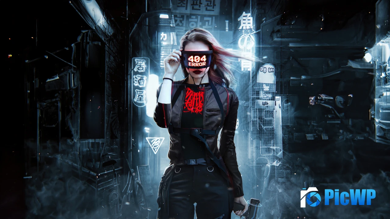 404 Error Cyberpunk girl 4K PC Wallpaper