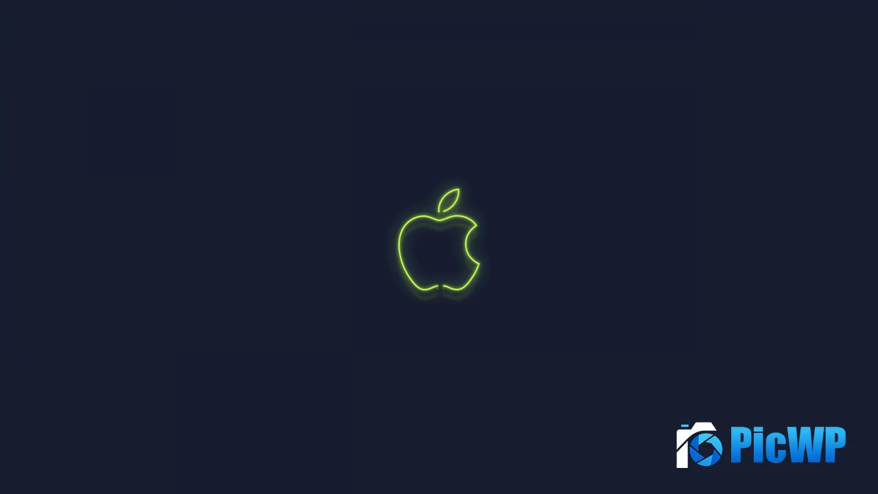Green Apple logo Neon sign 4K PC Wallpaper