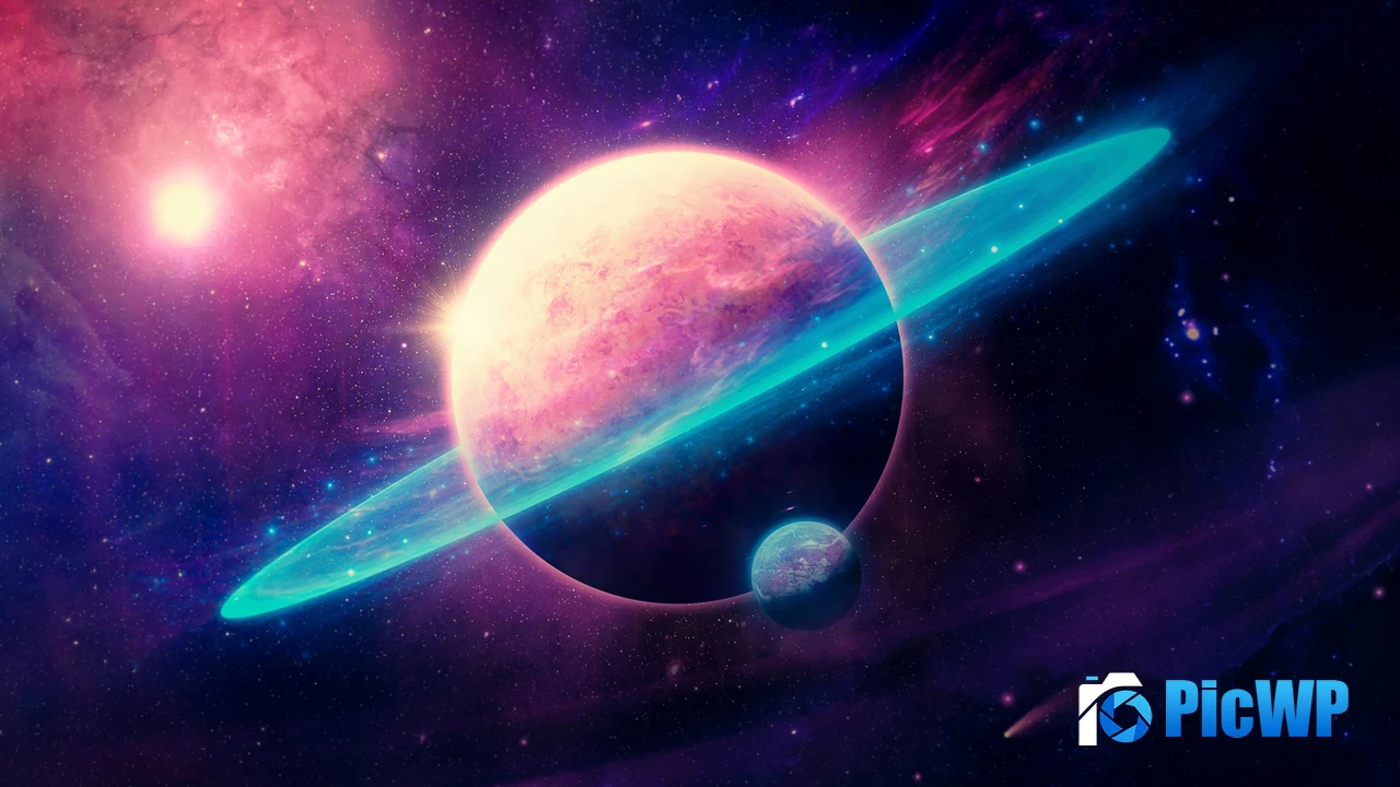 Ringed planet Cosmic 4K PC Wallpaper