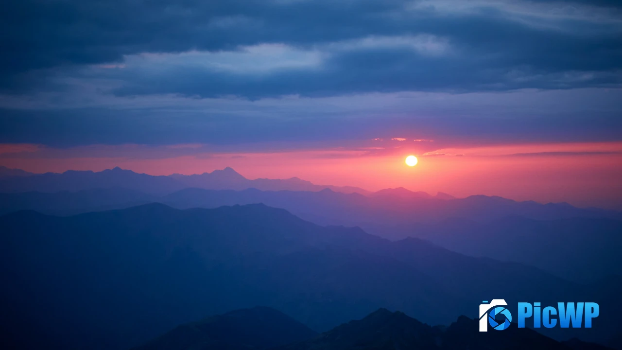 Mountain range Sunset Scenery 4K PC Wallpaper