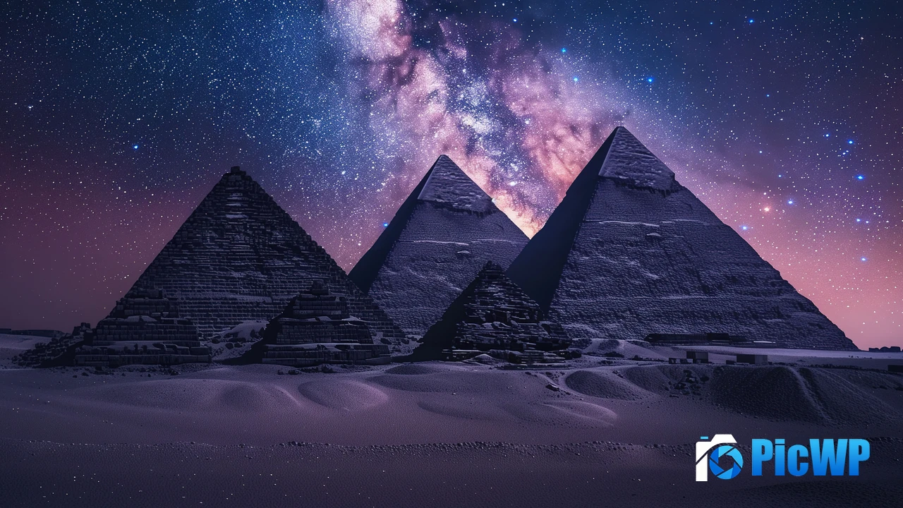 Egyptian Pyramids Milky Way 4K PC Wallpaper