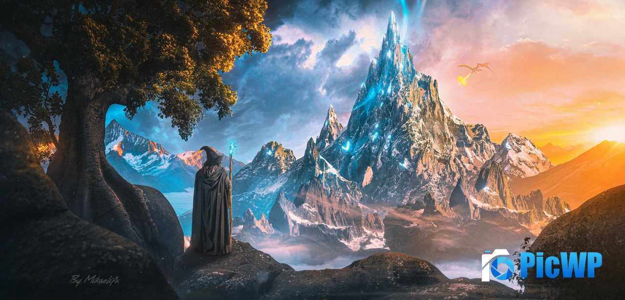 Mountain Fantasy artwork 5K Wide Wallpaper