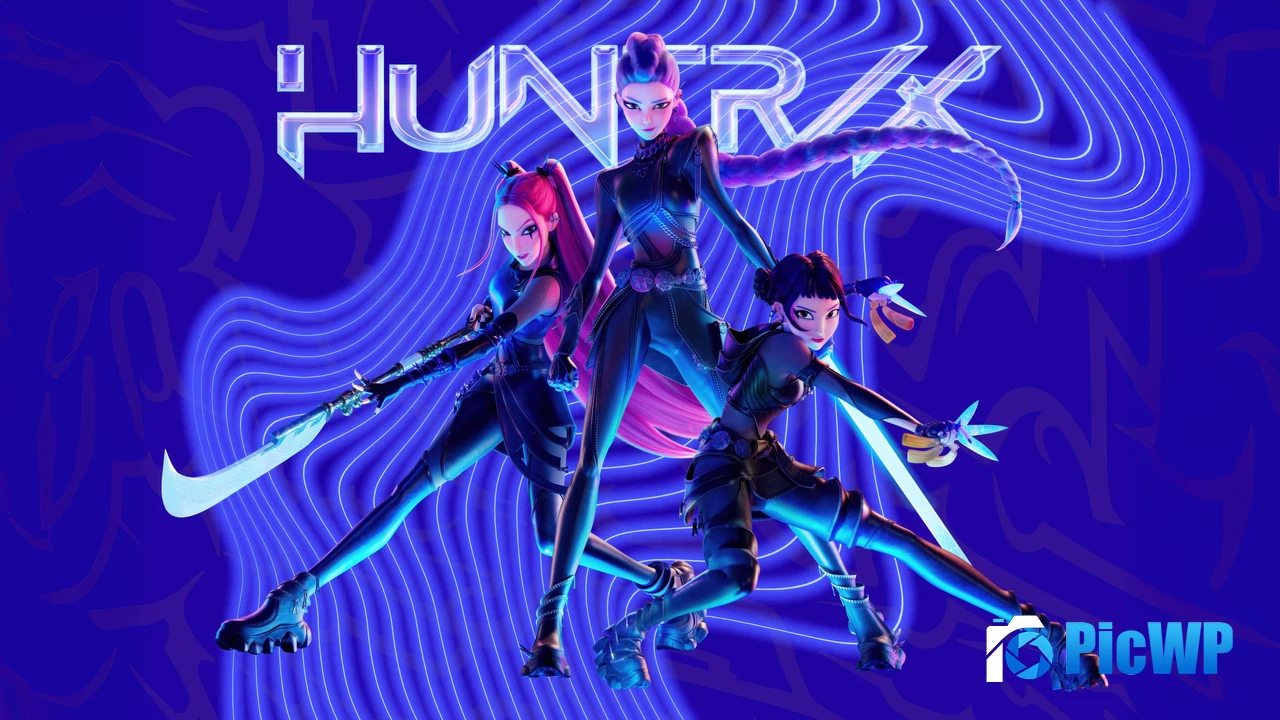 KPop Demon Hunters Blue aesthetic 4K PC Wallpaper