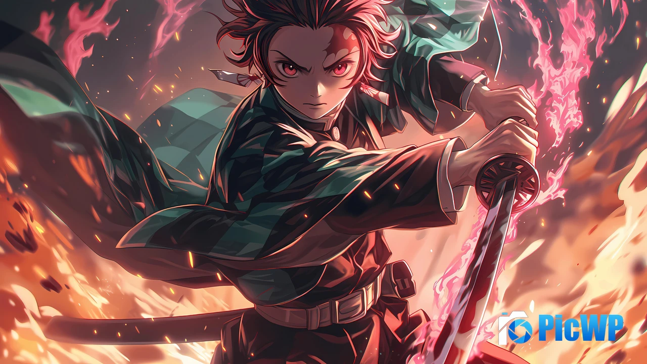 Tanjiro Kamado Katana 4K PC Wallpaper