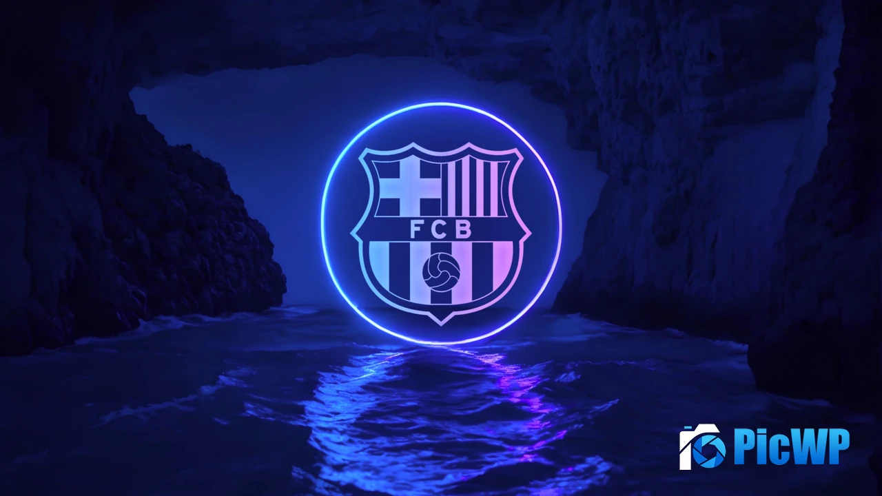 FC Barcelona Neon logo 4K PC Wallpaper