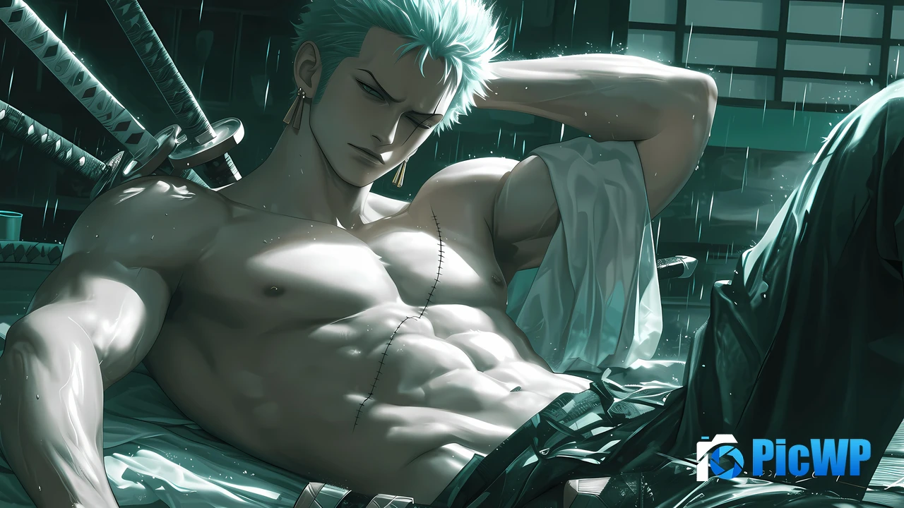 Roronoa Zoro Green aesthetic 4K PC Wallpaper
