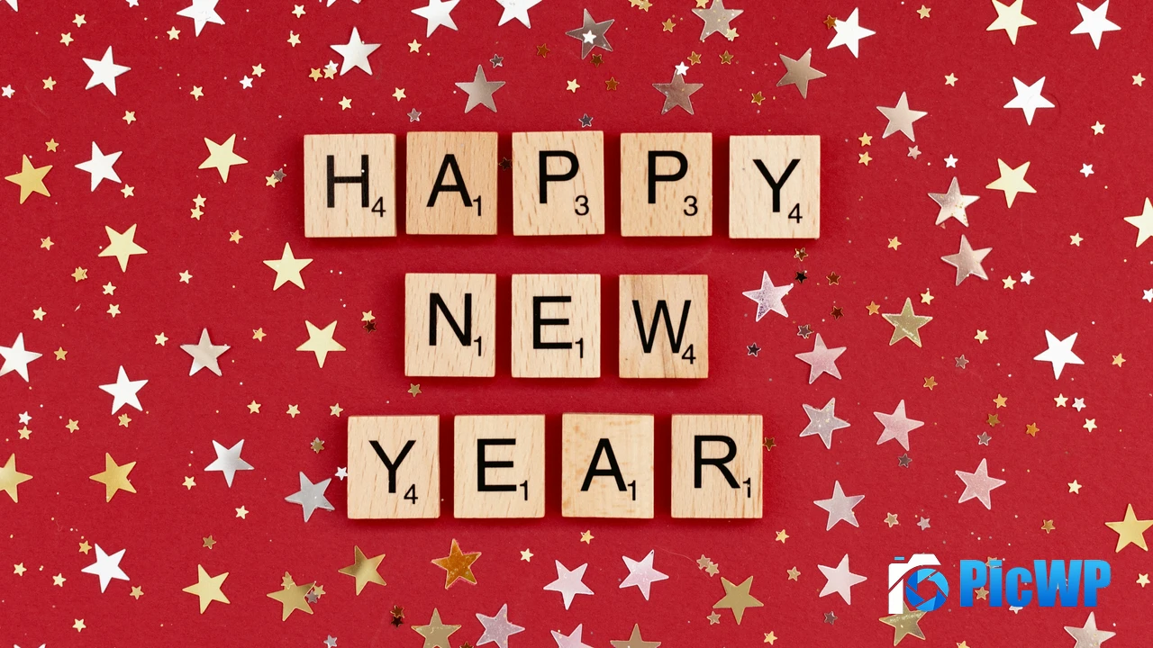 Happy New Year Scrabble letters 4K PC Wallpaper