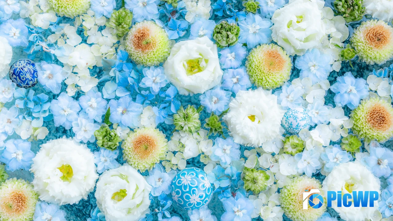 Blue flowers Bouquet 4K PC Wallpaper