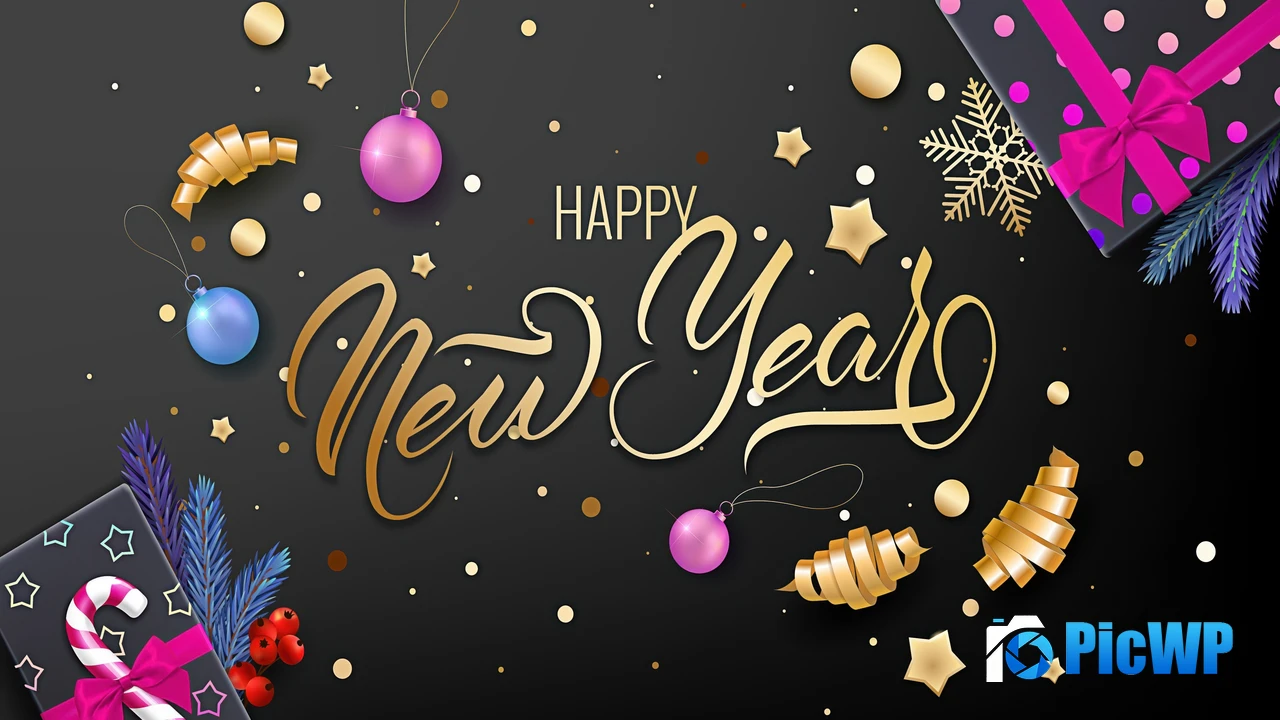 Happy New Year Confetti 4K PC Wallpaper