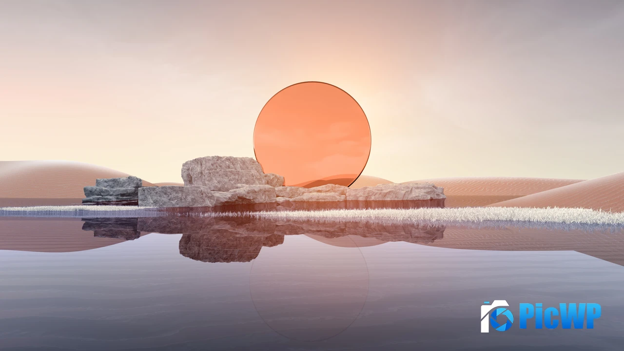 Sunset Desert Landscape Digital Art 4K PC Wallpaper