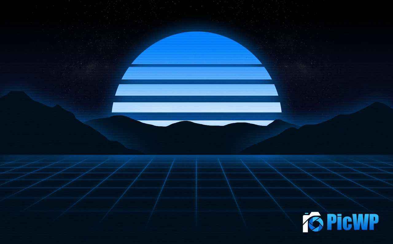 Blue aesthetic RetroWave art 4K PC Wallpaper