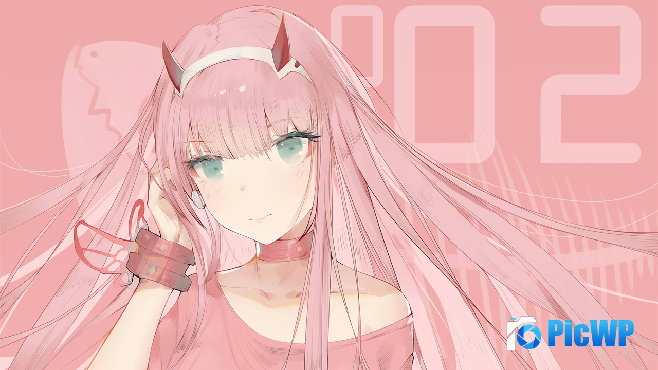 Zero Two Pink aesthetic 4K PC Wallpaper