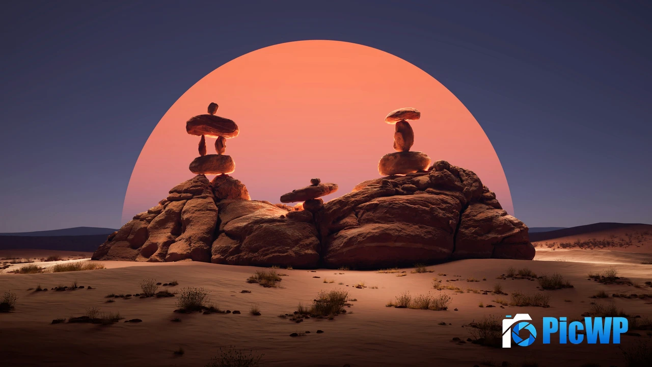 Balancing rocks Sunset 4K PC Wallpaper