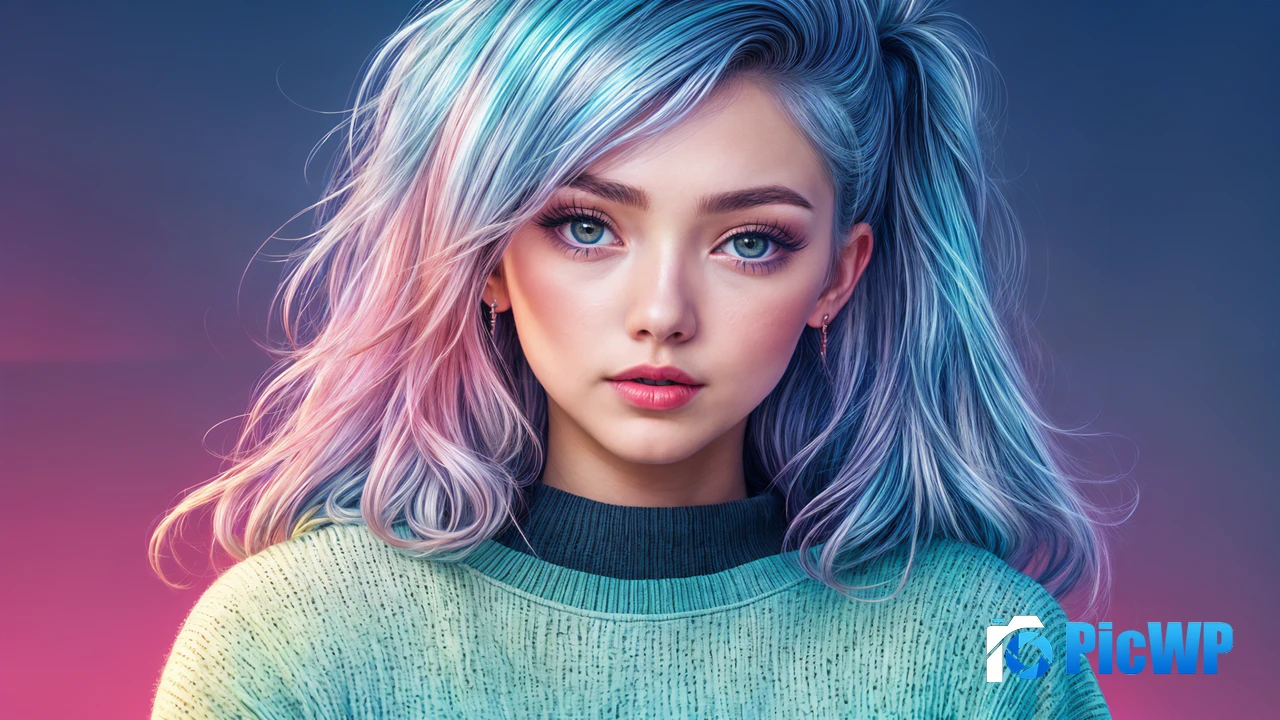 Blue hair Asian Girl 4K PC Wallpaper