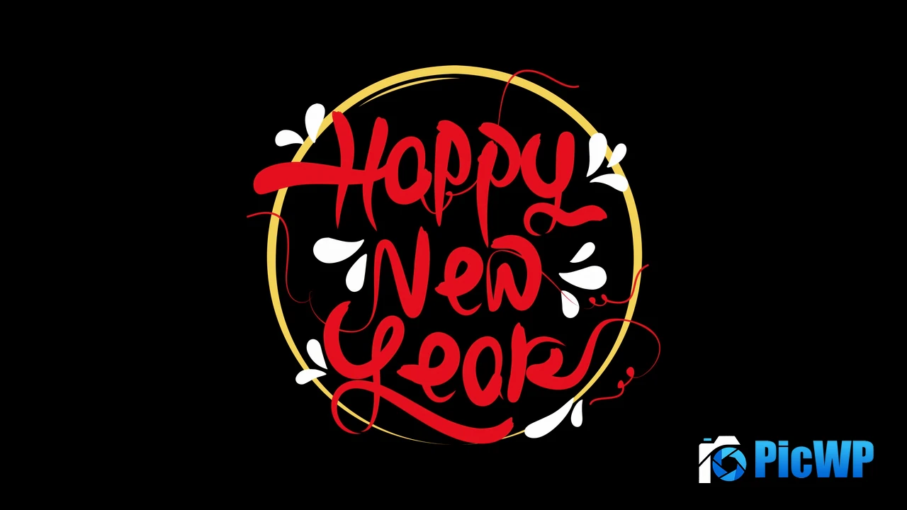 Happy New Year Calligraphy 4K PC Wallpaper
