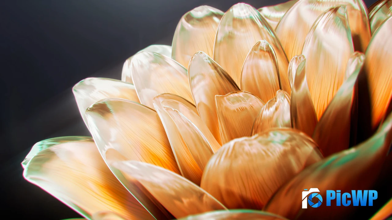 Golden Digital flower 4K PC Wallpaper