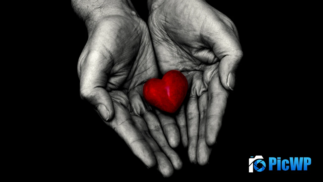 Red heart Holding hands 4K PC Wallpaper