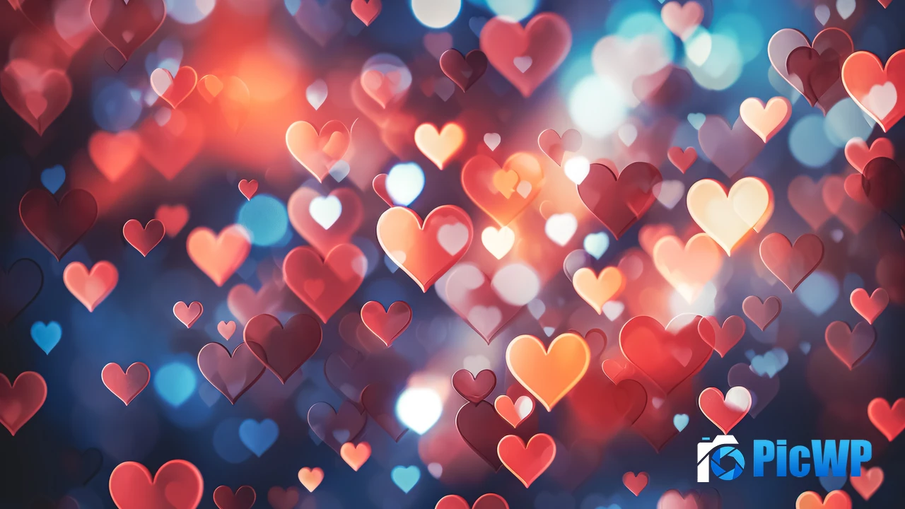 Love hearts Bokeh Background 4K PC Wallpaper