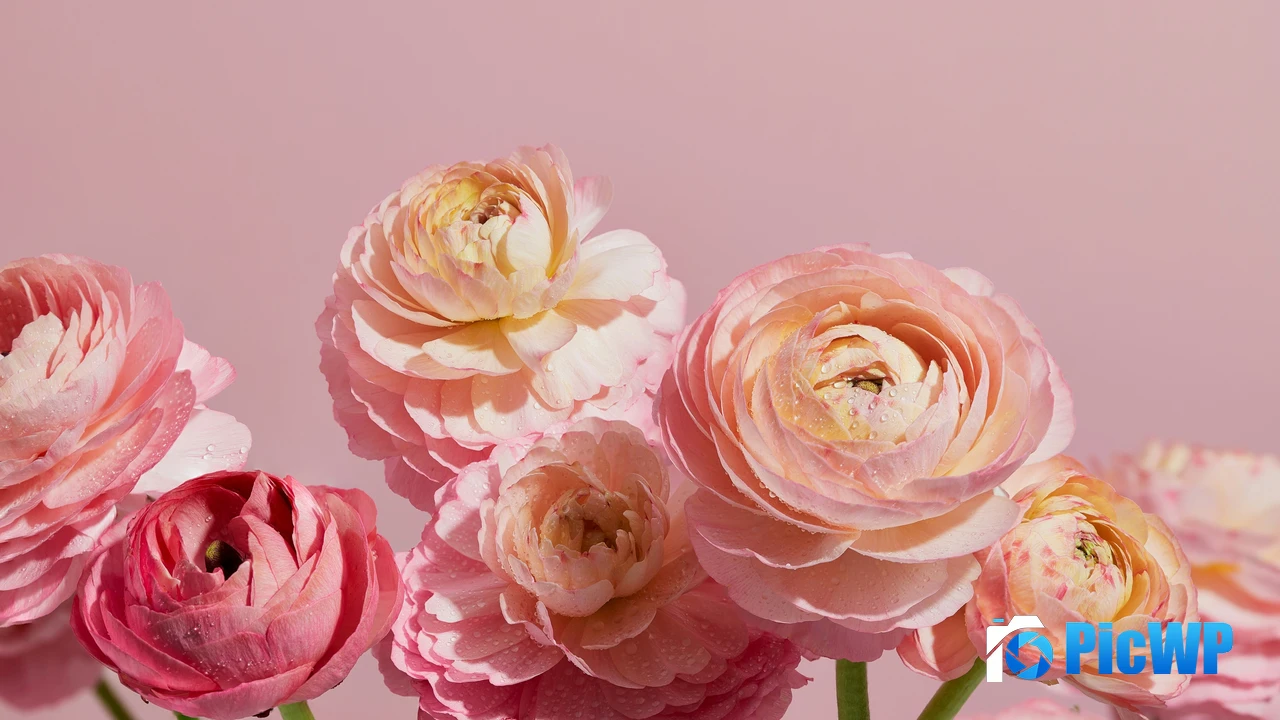 Ranunculus flowers Pink aesthetic 4K PC Wallpaper