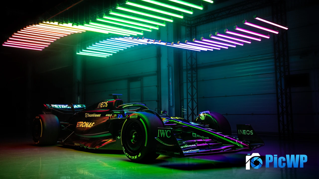 Mercedes-AMG F1 W14 E Performance Neon Lights 4K PC Wallpaper