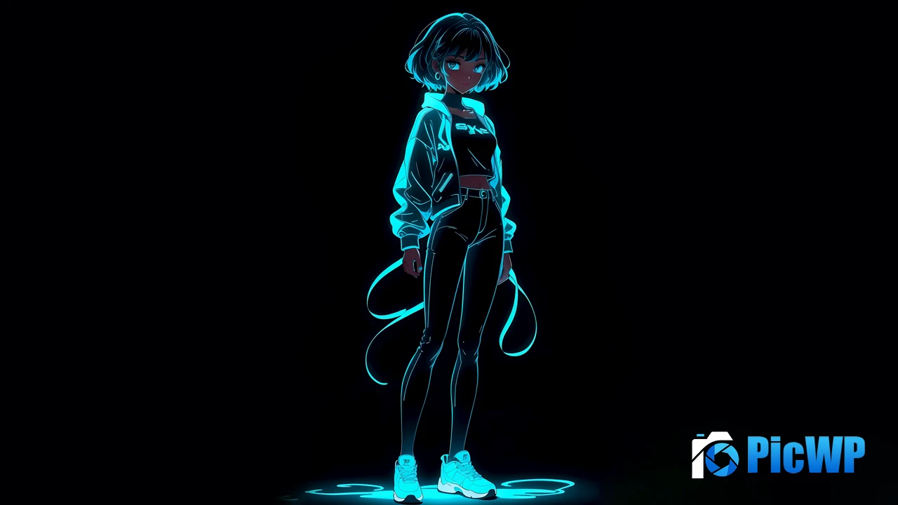 Neon Anime girl 4K PC Wallpaper