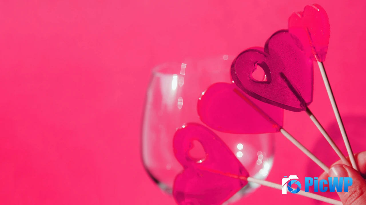 Pink hearts Lollipop 4K PC Wallpaper
